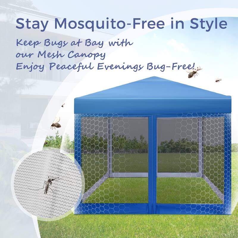 10' x 10' Pop Up Height Adjustable Canopy Tent with Netting, Instant Gazebo, Ez up Screen House Room with Carry Bag
