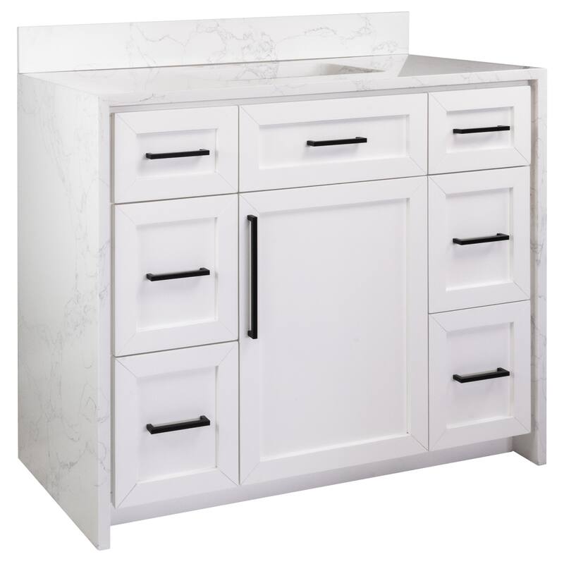 KitchenBathCollection Palisade 42" Waterfall Vanity with Engineered Marble Top
