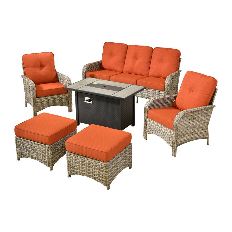 XIZZI Outdoor Patio Furniture Conversation Set with Fire Table