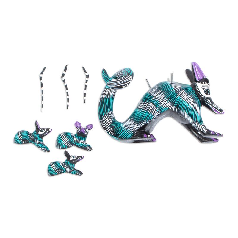 Novica Handmade Mother Opossum Wood Alebrije Sculpture