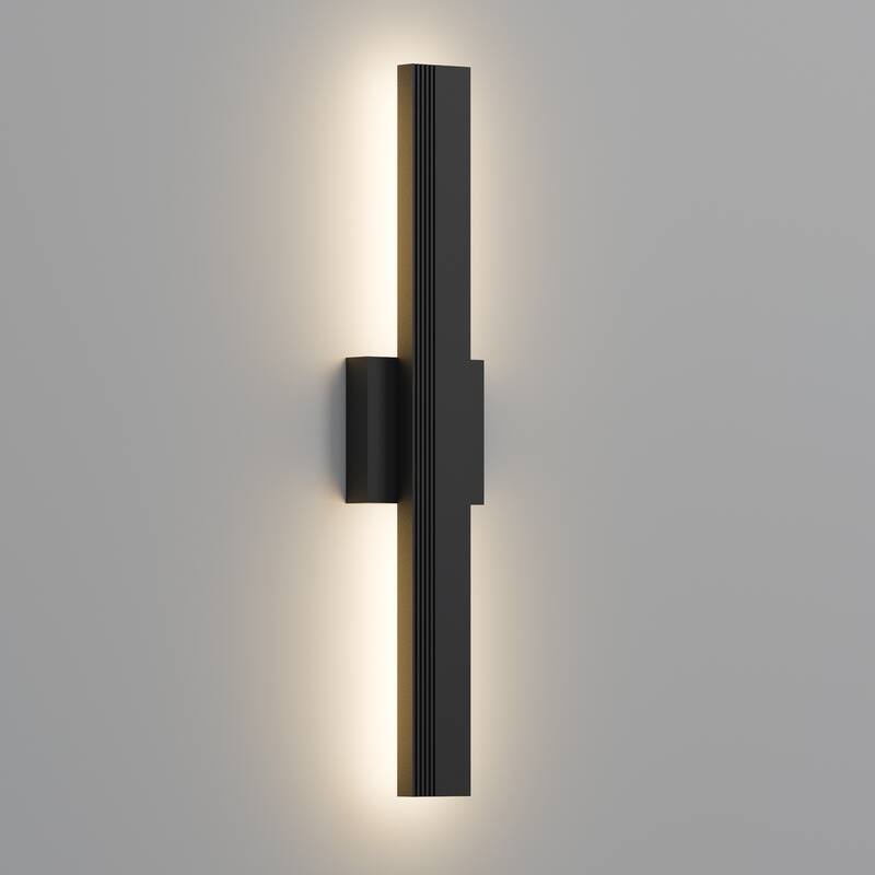 Aluminum LED Outdoor Wall Lights Matte Black with Linear Texture