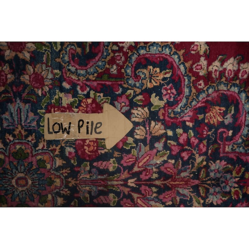 Hand Knotted Oriental 100% Wool Carpet Traditional Floral Pink Kerman Area Rug - 13' 10'' X 9' 9''