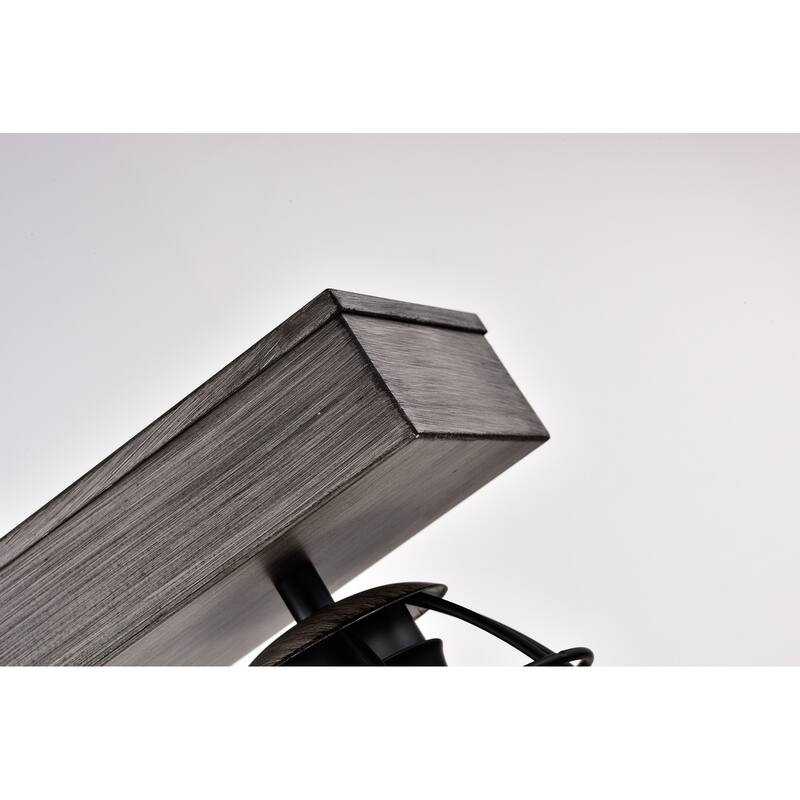 Wood and Black 4-Light Cage Linear Kitchen Island Lighting