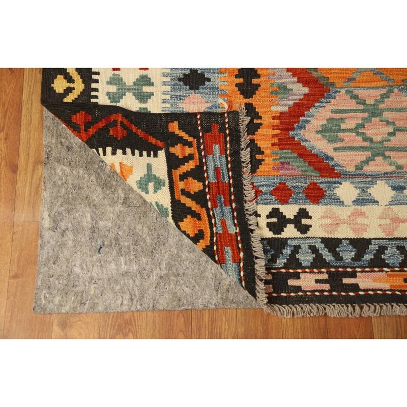 Geometric Kilim Oriental Area Rug Reversible Flatweave Wool Carpet - 10'3"x 13'0"