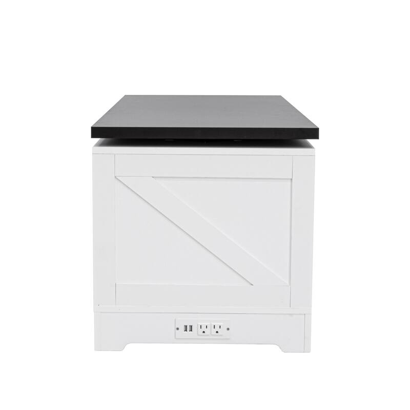 Farmhouse Lift Top Coffee Table, Wood Rectangular Center Table with Hidden Storage, Barn Doors, Open Cabinet