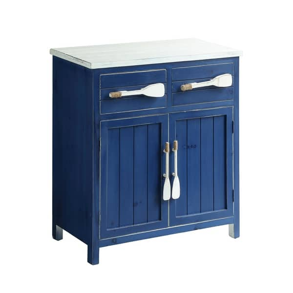 Cape May Azure Blue And White Fir Wood Paddle Cabinet - 28