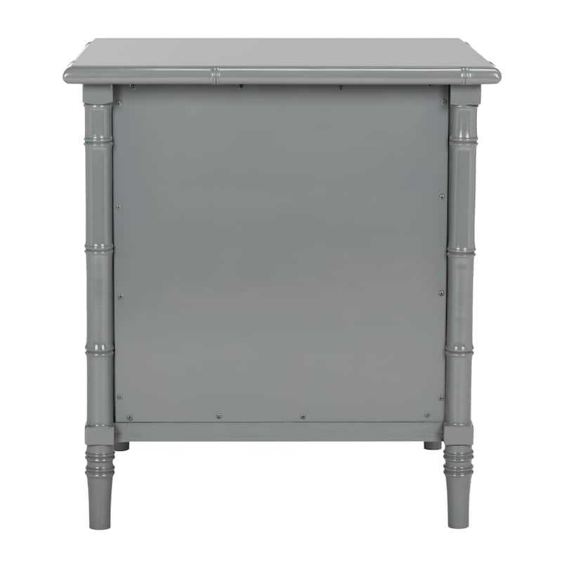 SAFAVIEH Jasmyne Modern Coastal 3-Drawer Navy Bamboo Nightstand