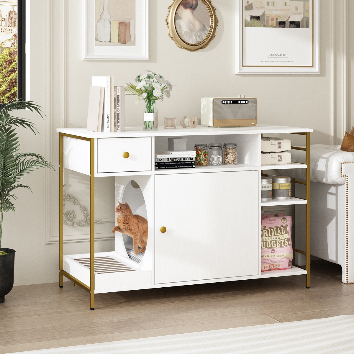 42.5 Functional Cat Litter Box Enclosure with Cat Door Console Table Bed Bath Beyond 38051501
