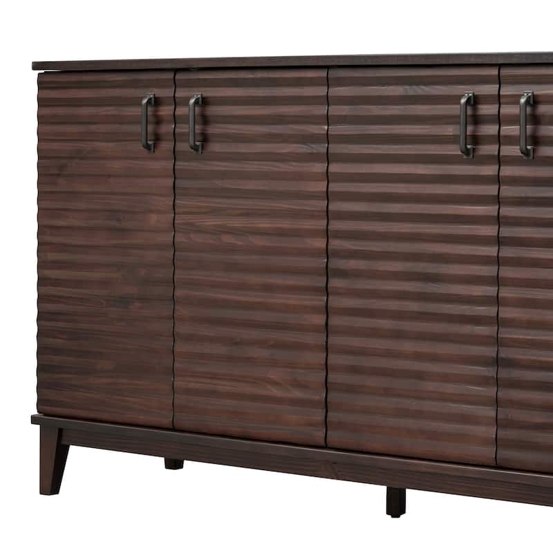 Sideboard with 4 Door Large Storage Buffet with Adjustable Shelves and Metal Handles