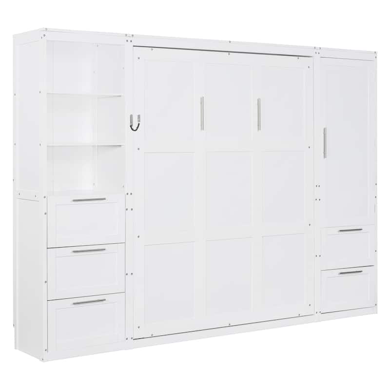 Queen Murphy Bed with Closet, Drawers, Shelves for Efficient Home Organization