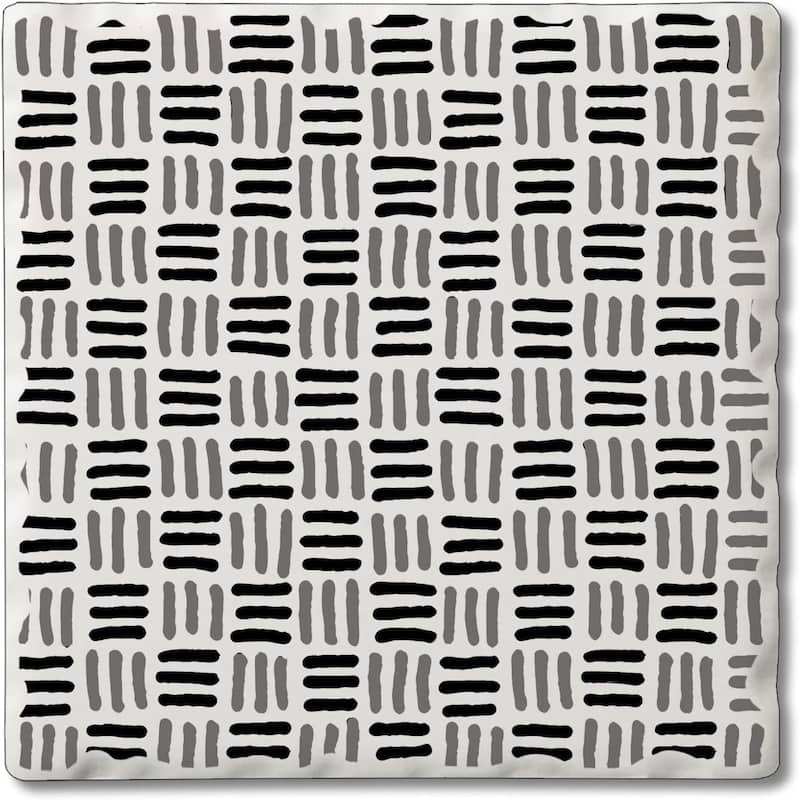 Absorbent Stone Tumbled Tile Coasters, Black and White Weave, Set of 4 - Multi