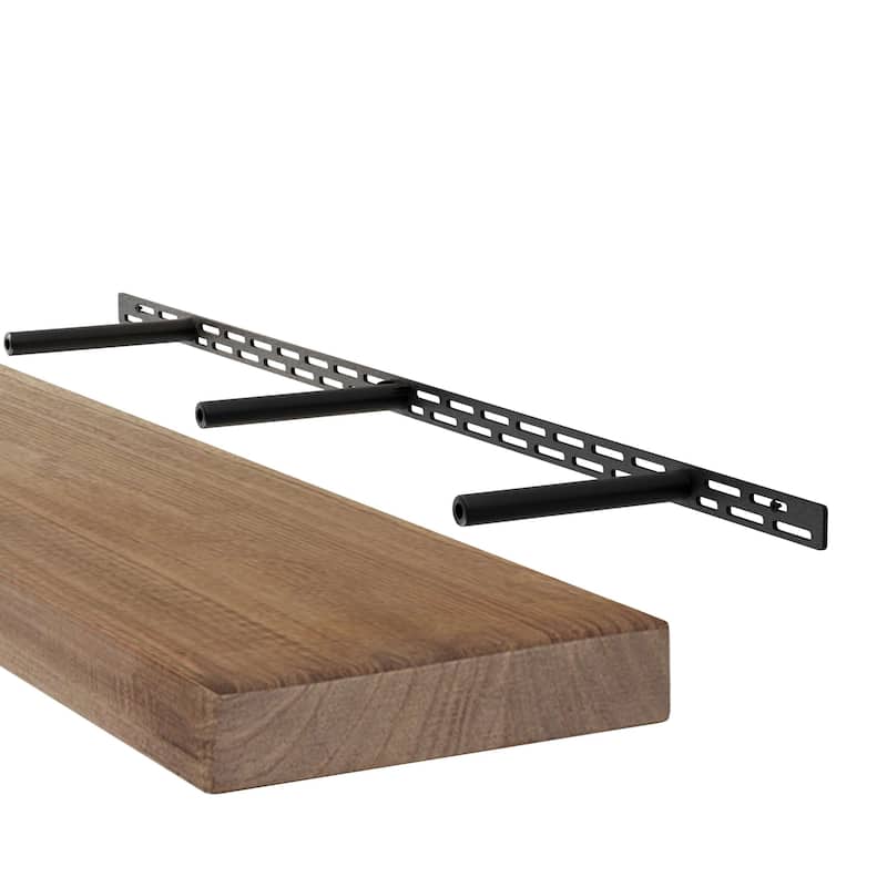 Wallniture Bois Wood Board 48" Long, 10'' Deep, 2" Thick, Hidden Bracket Shelf for Wall, Kitchen Shelf, Special Walnut, 1Pc