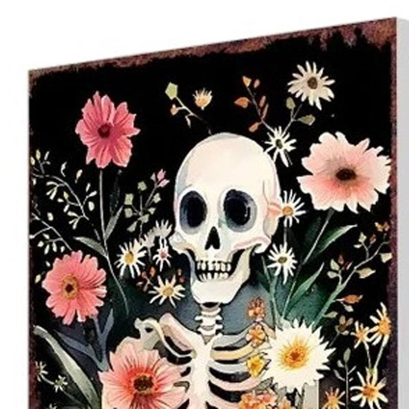 HomeRoots 10" Black And Orange Halloween Pumpkin Solid Wood Garden Stake