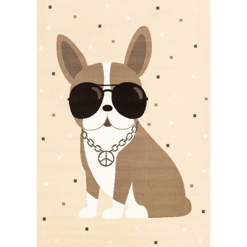 Swaggy Sunglasses Dog Kids Area Rug, 3'11" x 5'7"