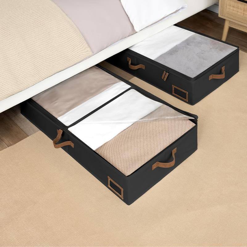 Underbed Storage,Fabric Organizers with Reinforced Handles & Label Holders,2-Pack