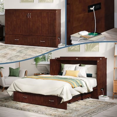 Aspen Queen Murphy Bed Chest with 6" Mattress