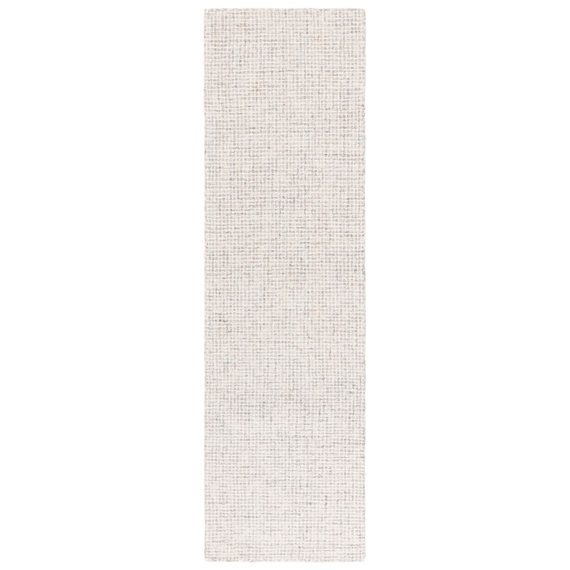 Martha Stewart Handmade Verane Contemporary Wool Rug - 2'3" x 8' Runner - Light Grey/Ivory