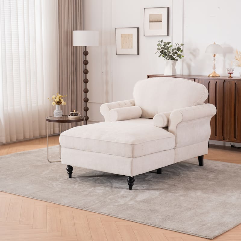 Oversized Chaise Lounge Sofa Bed - Wide Chenille Armchair, Upholstered Lazy Sleeper for Living Room