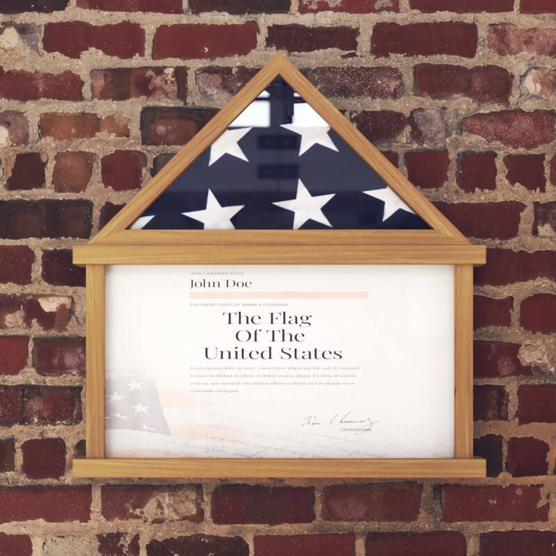 Glass Front Flag Display Case with Certificate Holder