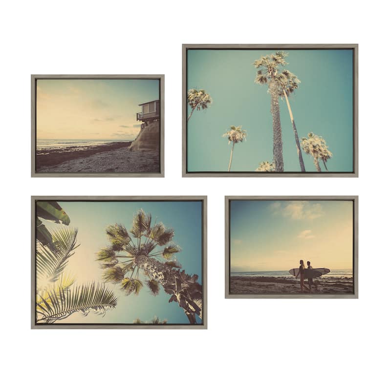 Kate and Laurel Sylvie Beach Canvas Art Set by Saint and Sailor Studios - 4 Piece Set