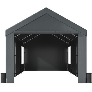 Carport, Car Canopy with Roll-up Ventilated Windows, Portable Garage with Removable Sidewalls, Waterproof UV Resistant