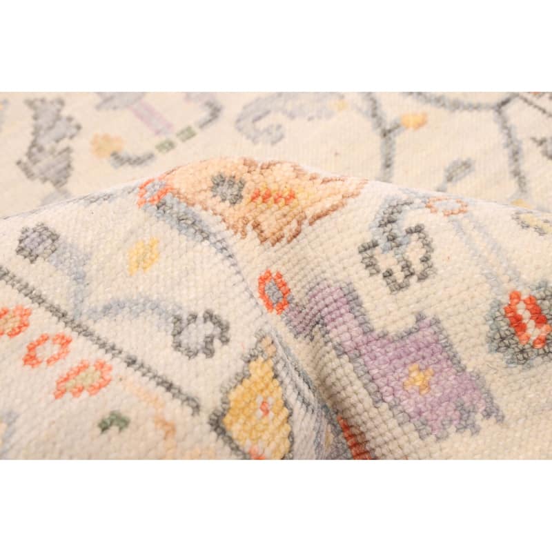 ECARPETGALLERY Hand-knotted Modern Oushak Ivory Wool Rug - 2'7 x 7'10