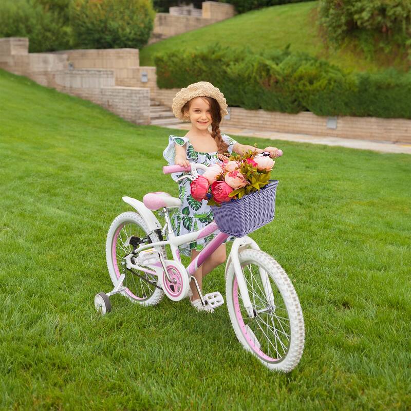 Small Front Bike Basket, Picnic Wicker Basket with Handle - 9.75"D x 7"W x 6"H