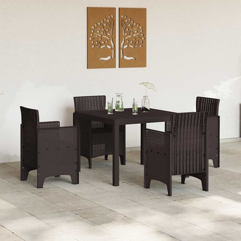 vidaXL Garden Dining Set 3/5 pcs Anthracite/Brown Polt rattan - 100 x 100 x 73 cm