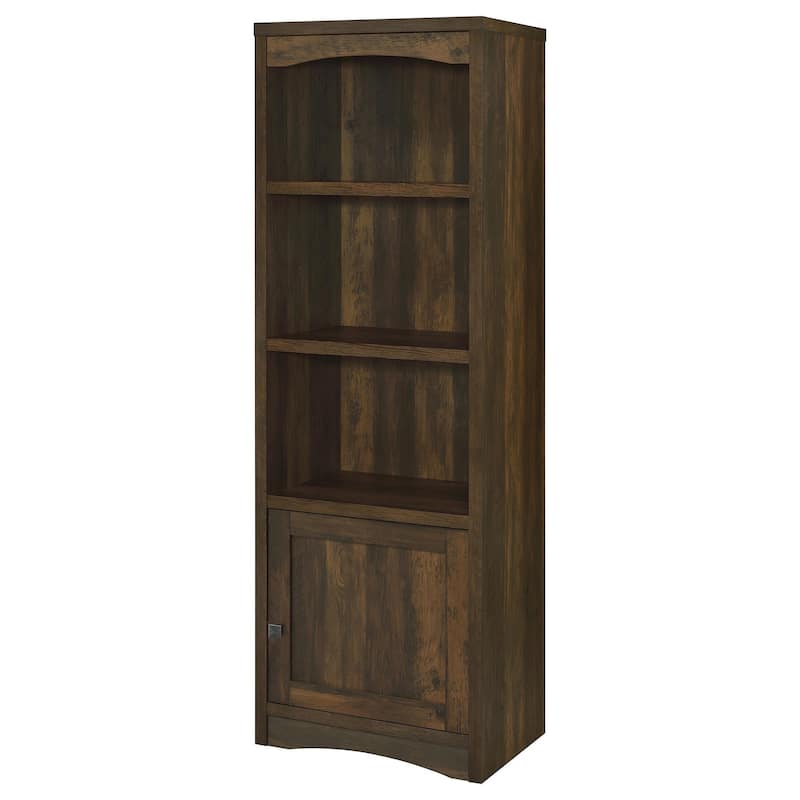 Donna Media Tower Pier Cabinet, Adjustable Shelves, Brown Wood 71 Inch