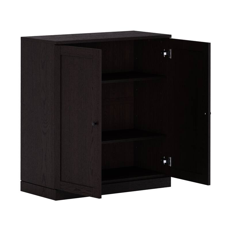 Palace Imports Premium 100% Solid European Oak Hardwood 3-Shelf Modular Bookcase with Shaker Doors - 32" Wide, 35.75" Tall