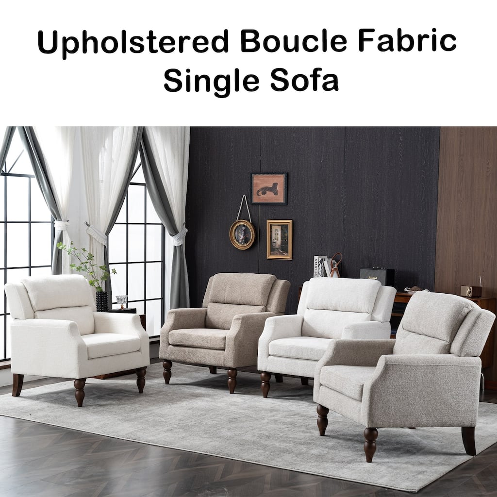 Modern Accent Chair Armchair Upholstered Boucle Fabric Single Sofa