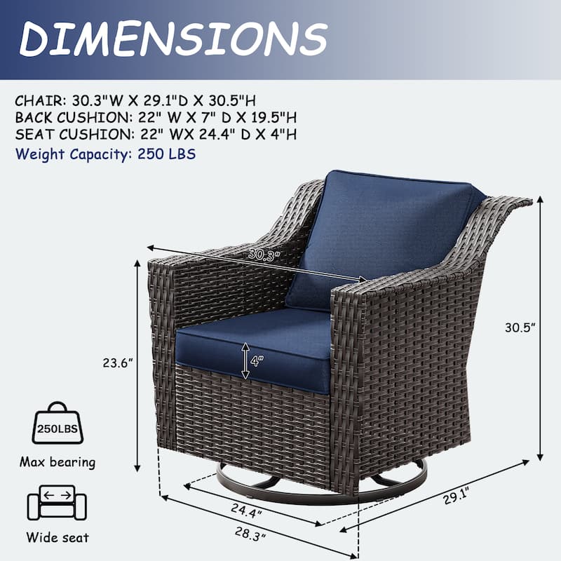 Cozywor Outdoor Patio Swivel Rattan Rocking Wicker Chair - N/A