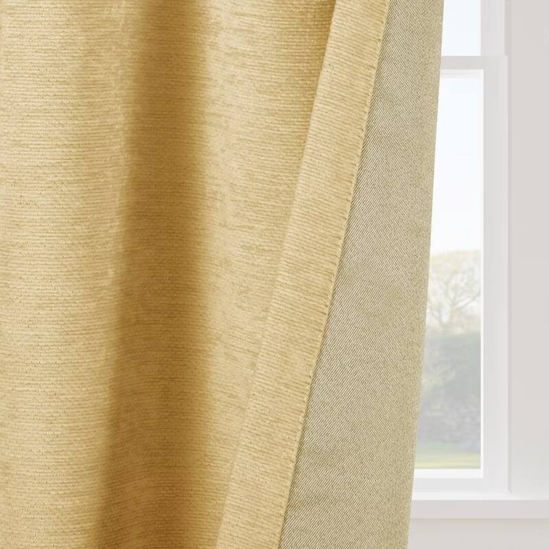 Chenille Solid Room Darkening Back Tab Single Curtain Panel