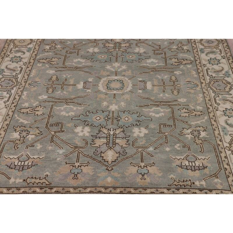 Gray Oushak Oriental Area Rug Handmade Wool Carpet - 8'4" x 9'8"