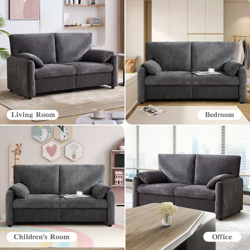 71.28" Chenille 2-Seater Sofa with Cloud-Like Cushion & Sponge Support