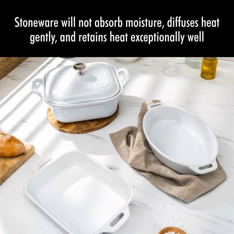 Staub Ceramic 4-pc Baking Pans Set, Casserole Dish with Lid, Brownie Pan