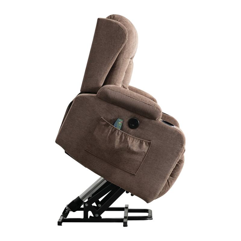 Brown Power Lift Recliner with Heat & Adjustable Recline