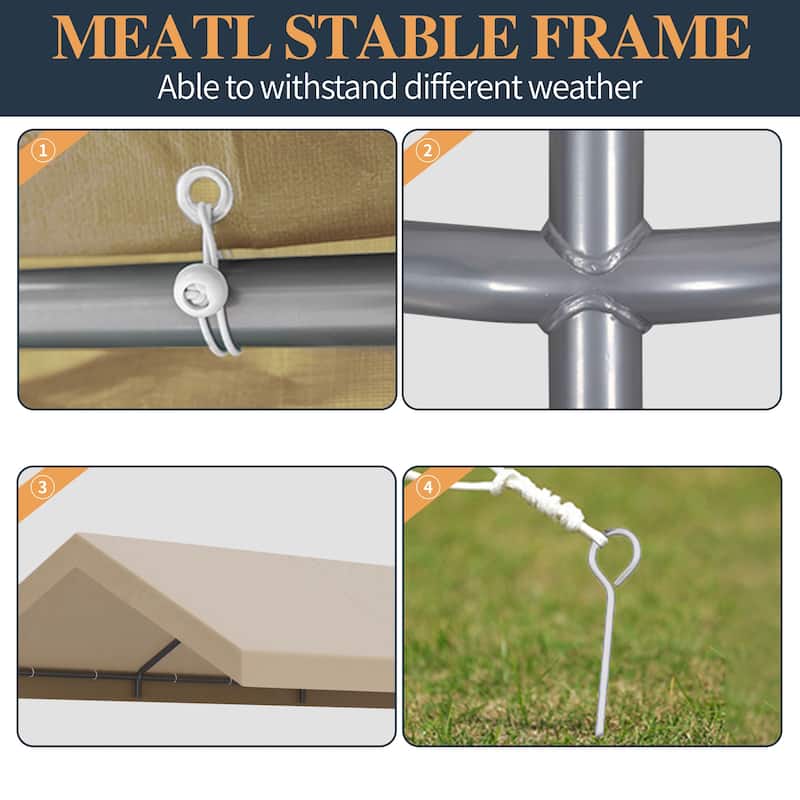 Futzca 10x20ft Heavy Duty Carport with UV Resistant Canopy - N/A