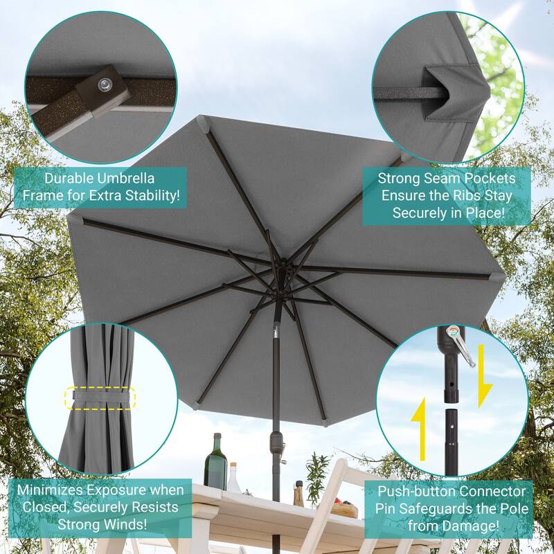 BONOSUKI Patio 9FT Market Umbrellas and Shade, Table Umbrella for Patio and Outdoor With Tilt Button, Anthracite Gray
