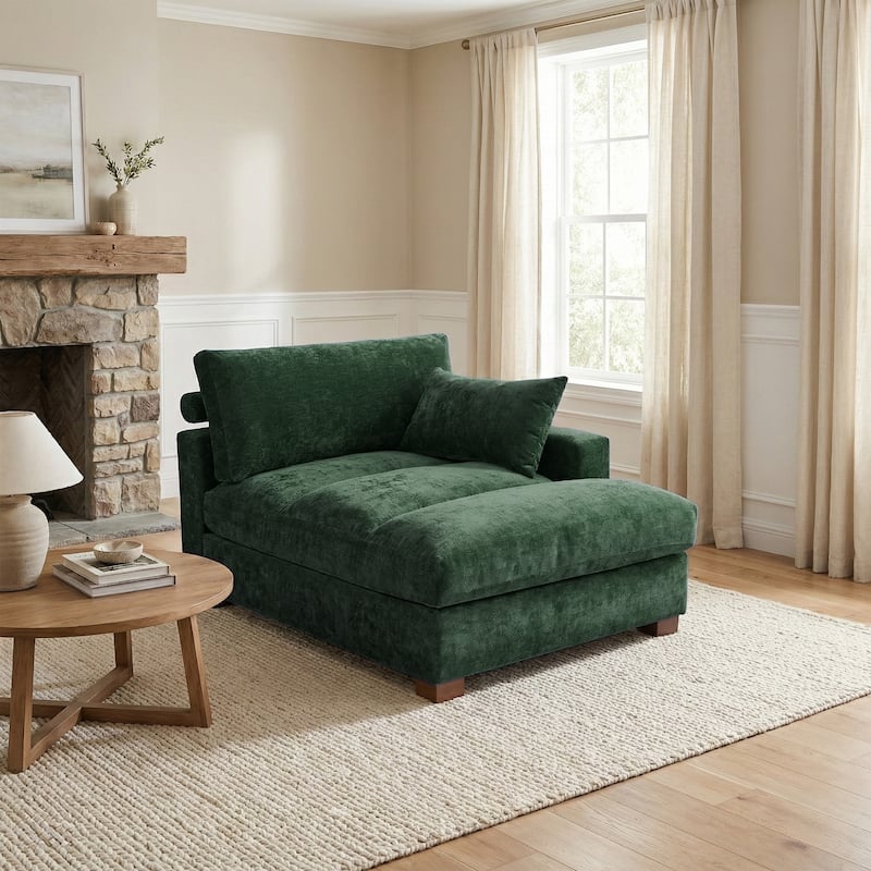 42"W Chenille Upholstered Chaise Lounge