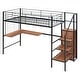 preview thumbnail 8 of 10, Twin Size Metal Loft Bed with Desk and Metal Grid, Stylish Metal Frame Bed with Lateral Storage Ladder and Wardrobe