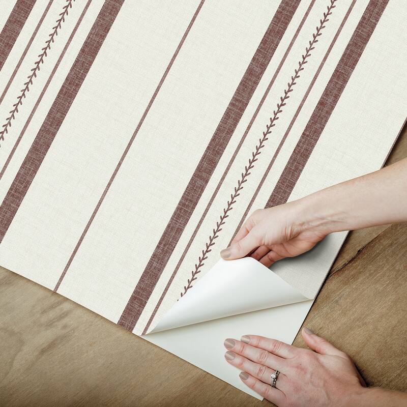 NuWallpaper Brownstone Boys Townhouse Stripe Maroon Peel and Stick Wallpaper - N/A