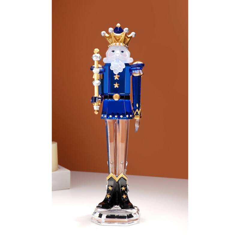 Set of 3 Christmas King Nutcracker - 12" - Blue and Clear