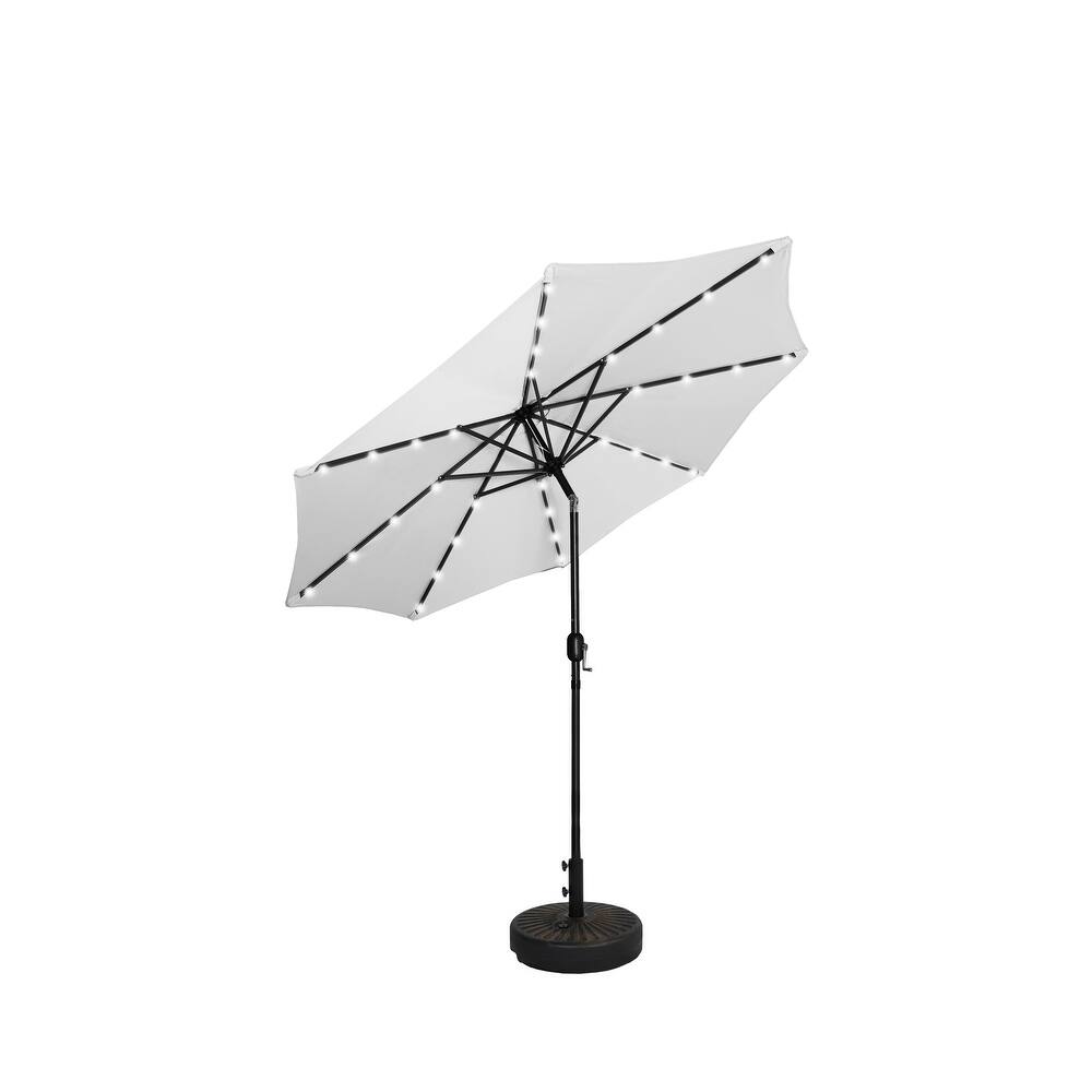 9' Solar Lighted Patio Umbrella with Bronze Base