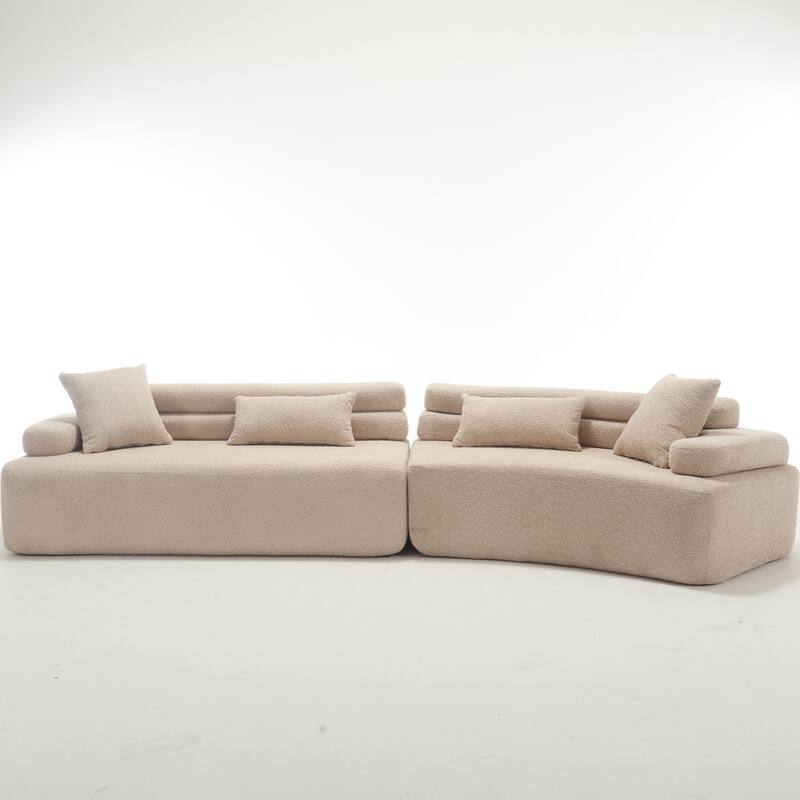 139" Boucle Curved Modular Sectional Sofa, No Assembly