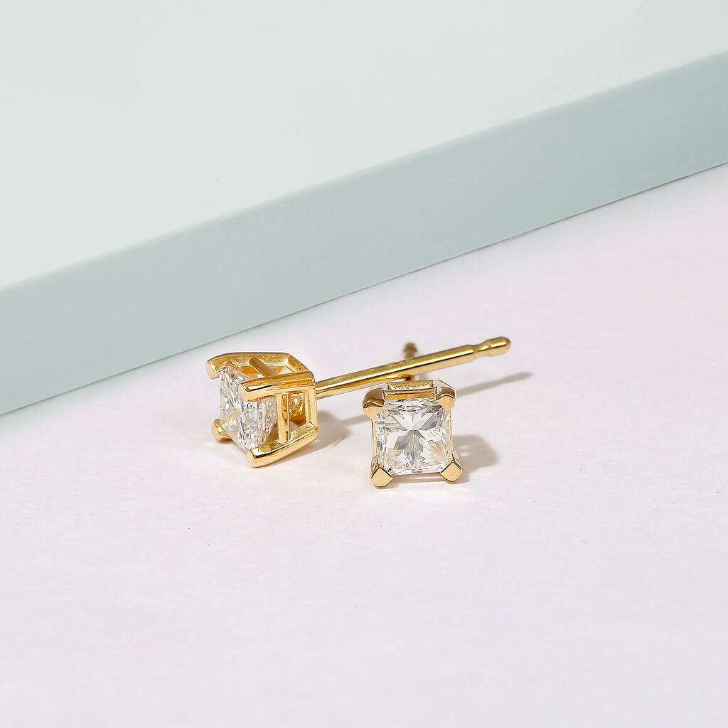 14k Yellow Gold 1/2ct TDW Diamond Solitaire Stud Earrings for Women