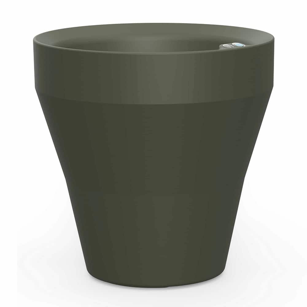 TruDrop Self Watering Rim Modern Round Planter with Water Level Indicator
