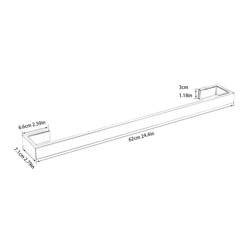 Bathroom Wall Mount Towel Bar in Matte Black - 24.4 inch×2.79 inch