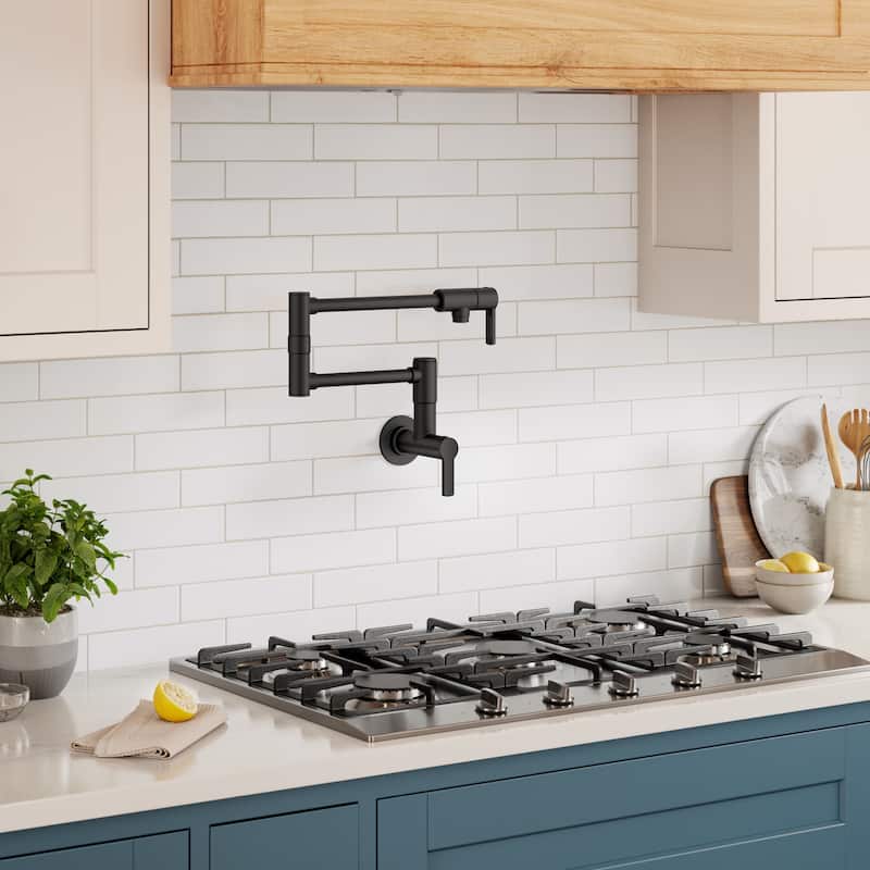 KRAUS Oletto Wall Mount Pot Filler Kitchen Faucet with Retractable Arm