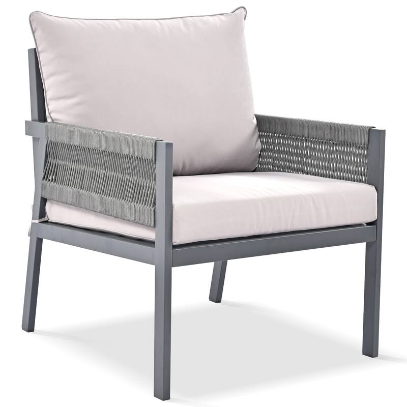 4-Piece Patio Furniture Set, Outdoor Garden Conversation Set with Tempered Glass Table, Deep Seating and Thick Cushion